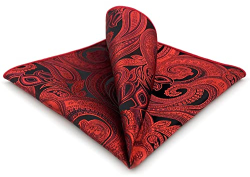 S&W SHLAX&WING Pañuelos de Bolsillo Paisley para Hombres Rojo Negro Boda Elegante Padrinos