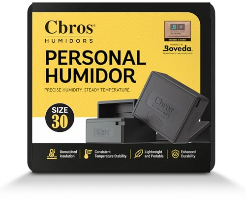 Cbros Humidor 69% Two- Way Humidity Control Box Powered by Boveda, Moisture Absorber, Maintain Freshness and Consistent Temperature Size (Size 30)