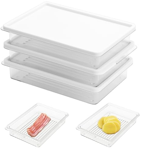 UOCAI 3 scatole per salumi, per frigorifero, organizer per alimenti, contenitori impilabili, contenitori con coperchio di verdure, noci, formaggio, ecc