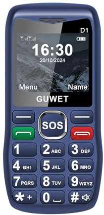 Guwet Seniorenhandy ohne Vertrag, Dual-SIM-Handy mit Notruftaste und großen Tasten, 1600 mAh Akku, Langer Standby-Zeit, blau.