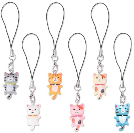 JYNXOR 6 Stück Handyanhänger, Kawaii Schlüsselanhänger, Tieranhänger, Taschenanhänger, Telefonanhänger, Handtaschenanhänger, Handyhülle, Schlüsselanhänger Dekoration