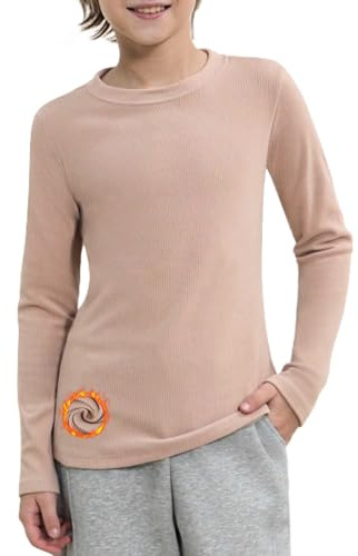 COMFREE Camiseta térmica de manga larga para niños de manga larga cálida para adolescentes y niñas de forro polar, ropa interior térmica, ropa interior funcional