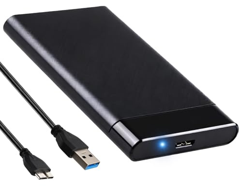 Boitier Disque Dur 2.5 Pouces, USB C 3.0 Gen 2 Boîtier Disque Dur Externe USB 3.0 Boitier Externe Disque 5Gbps avec Câble USB 3.0 pour SATA HDD et SSD de 2,5'' et 7 mm/9.5 mm,Supporte UASP&Trim