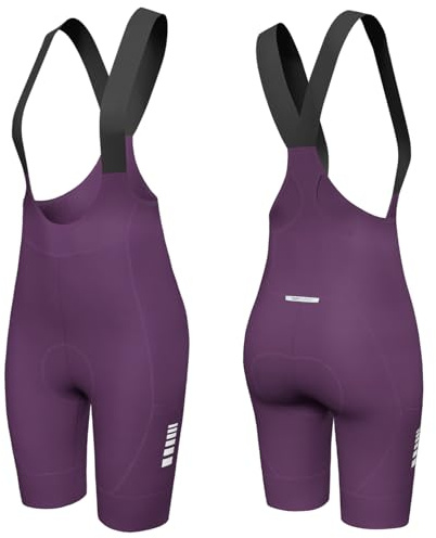 Wulibike Pantaloni da Ciclismo Donne Imbottiti Con Spalline Elastiche Pantaloni Da Ciclismo Traspirante 3 Tasche Adatto Per Bici Da Strada E Bici MTB, viola., L