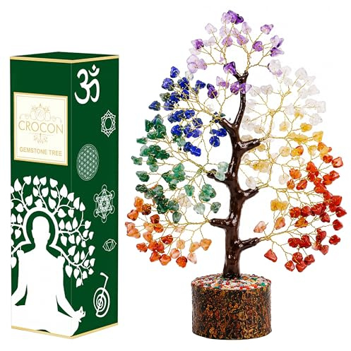 Crocon® Birthday Gifts for Women 7 Chakra Crystal Tree of Life Money Tree, Healing Crystals Decor for Positive Energy, Room Decor, Gifts for Women, Mum & Sister, Spiritual House warming Present