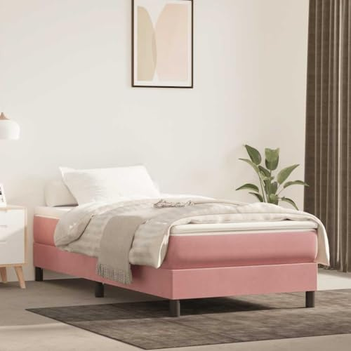Nusvialune fickfjädermadrass medium rosa 100 x 210 x 20 cm sammet sovrum komfort fjäderkärna skum ergonomiskt andas för rygg nacke höfter tryckavlastning