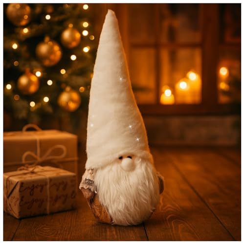 com-four® Gnomo di Natale per decorazioni natalizie - Figura scandinava come oggetto decorativo - Gnomo svedese come decorazione da tavolo - Figura da collezione - Babbo Natale con corteccia