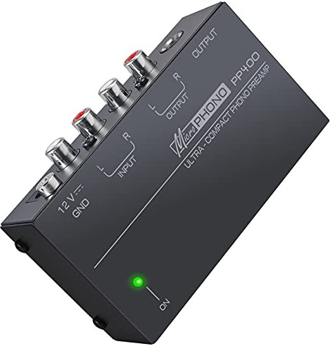 LiNKFOR Phono Preamplifier PP400 Phono Preamp Preamplifier with Certified Power Adapter Turntable Pre amp Metal Shell RCA Input and Output Phono Preamplifier for Turntable Pre Amps for Turntables