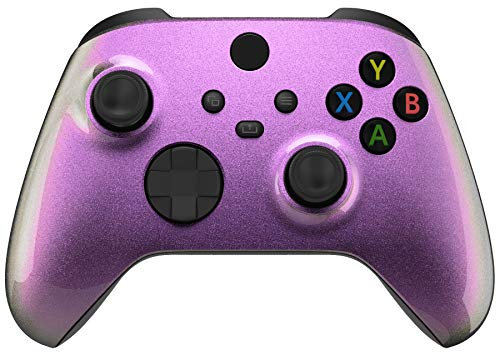 eXtremeRate Front Case für Xbox Core Controller, Custom glänzende Gehäuse DIY-Ersatz Hülle Shell Zubehör Set für Xbox Series X/S Modell 1914(Gold Rot)-KEIN Controller