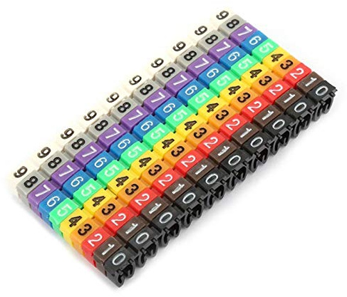 100 Pezzi Marcatori a Clip per Cavi, Cifre 0-9 Cavi in ​​Plastica con Codice Colore, Tubo per Marcatore di Numerazione Digitale, Adatto per Cavi di Spessore 2.5mm