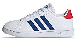 adidas Unisex Grand Court K Tennisschuhe, Weiß, Blau, Rot (Ftwbla Azurea Rojint), 39 1/3 EU