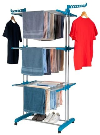 1ABOVE Clothes Drying Airer, 4-Tier Foldable Clothes Hanger Adjustable Large Garment Laundry Racks for Indoor Outdoor Clothes Dryer, 15 Metre Drying Space, Holds up to 15 KG
