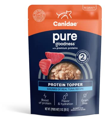 CANIDAE Pure Protein Topper Wet Dog Food, Chunks of Real Tuna in Gravy Recipe, 3 oz. (Case of 12)