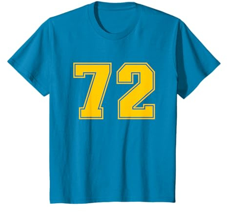 Numéro #72 Maillot de fan de sport Jaune Numéro T-Shirt