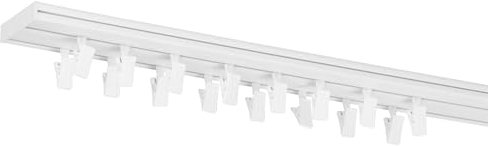 RENA Vorhangschiene 2-läufig Gardinenschiene aus Kunststoff Vorhang-Deckenschiene mit Klammern Gardinenleiste Gardinenstange Gardinen Vorhänge für Deckenmontage Weiß 240cm