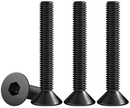 Drenky Tornillo Avellanado, Tornillos Avellanados con Hexágono Interior Acero Inoxidable A2 V2A Tornillos de Cabeza Avellanada Norma DIN 7991 / ISO 10642, Rosca Completa, M5 X 50 mm, 25 Piezas, Negro