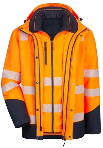Nitras Warnschutz Winterjacke 6-in-1 MOTION TEX VIZ PLUS, orange/marine, Größe M