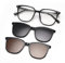 Magnetic Clip on Sunglasses Driving Polarized Sun Glasses Set Square Cat Eye Multifunctional Eyeglasses Frame (black frame)