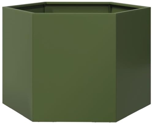 vidaXL Odlingslåda olivgrön sexkantig 69x60x45 cm stål, odlingslåda, trädgårdskruka, planteringslåda, odlingslådor, trädgårdskrukor, planteringslådor