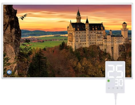 Hocosyme Calefactor Bajo Consumo 1000W, Calefacción por Infrarrojos Pared con termostato táctil Hasta 134 Grados Centígrados -Castill