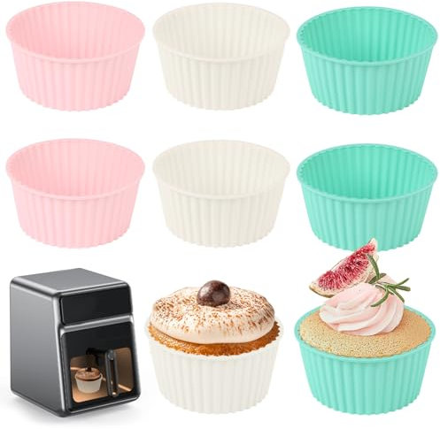 KOOSREEL Lot de 6 moules à gâteau en silicone pour friteuse à air comprimé - Moule à gâteau avec œufs - Moules ronds antiadhésifs