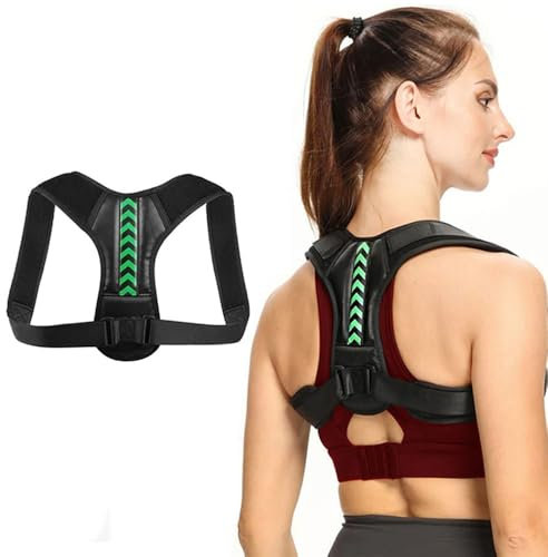 XFSRG Corrector Postura para Hombre y Mujer Cómodo Soporte Postura Recta en Todo Momento Diseño Ergonómico para Hombres Mujeres Activos Uso Diario(Negro Verde,M)