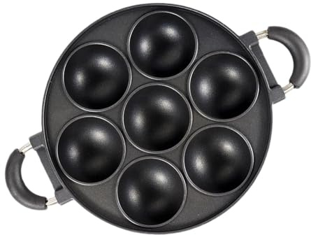 Cast Iron Muffin Tin - 7 Cup Mini Cast Iron Baking Tray Muffins, Scones Cornbread | Heavy Duty Nonstick Griddle for Pancakes, Brownies, Fried Eggs, Cup Cakes, and Individual Breakfast Portions