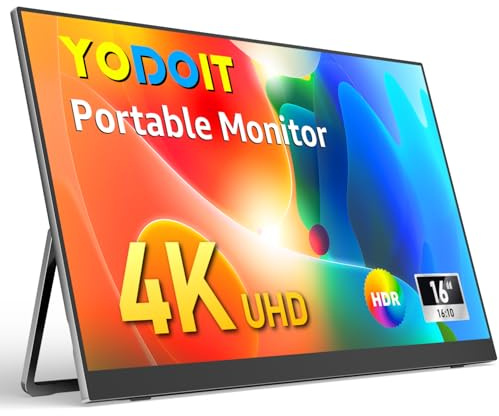 Yodoit Écran Portable 16 4K, UHD Moniteur Portable 3840 × 2160 IPS Display HDMI USB Type C HDR Ecran avec Haut-parleurs Intégrés pour PC/Ordinateur Portable/MacBook/PS3/4/5/Xbox/TV