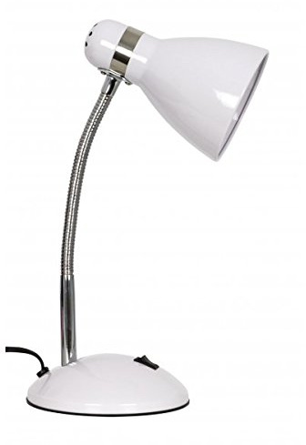 BEL AIR HOME - Lámpara de Escritorio PISA, Flexo para Mesa de Trabajo o Mesita de Noche de Metal con Interruptor ON/OFF, 1xE27 (BOMBILLA NO INCLUIDA) (BLANCO)