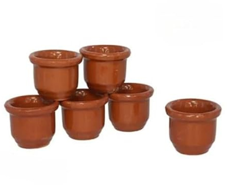Genérico Vasos de Chupito de Barro Tradicional, Terracota Natural, Pack de 6 Unidades -5cm