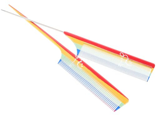 minkissy Pettine a Coda Fine 2 Pezzi in Acciaio e Plastica per Uso Personale e Salone, per Chioma Bagnati e Asciutti Design Semplice e Funzionalità di Divisione Rapida