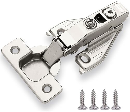 DecoBasics (50 PCS) Full Overlay Soft Close Cabinet Hinges for Kitchen Cabinets - 105° Face Frame Concealed Cabinet Door Hinge -3 Way Adjustability -Clip on Plate & Matching Screw 4 Easy Installation