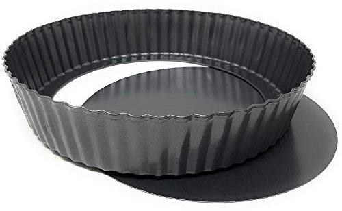 MGE - Stampo Crostata - Teglia per Quiche e Crostata Alto - Stampo Crostata Furba con Fondo Removibile Antiaderente- Teglia Rotonda da Forno - Stampo Quiche - Stampo Crostate - 30 cm