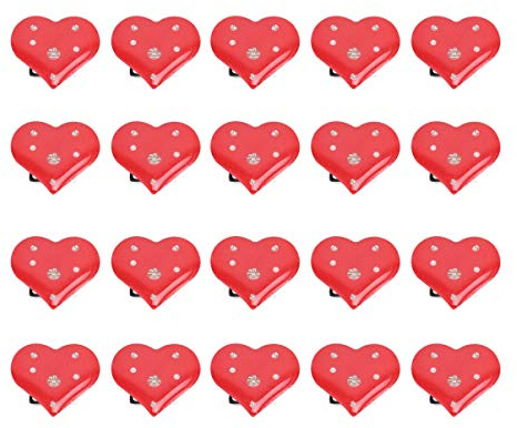 Amosfun 20pcs Coeur Allume Broche épinglettes Saint Valentin LED Insigne de Broche Clignotant pour la Saint Valentin Cadeaux de noël Anniversaire de Mariage (Rouge)