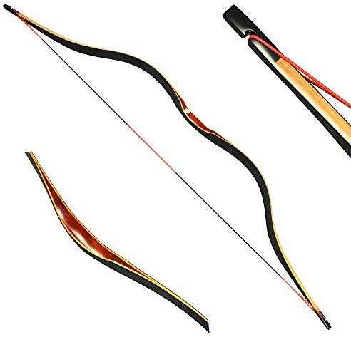 MILAEM Bogenschießen Recurve Bogen Einteiler Traditioneller Holz Langbogen Jagdbogen Handgefertigt 20-50lbs Sportbogen für rechte und Linke Hand (50lb)