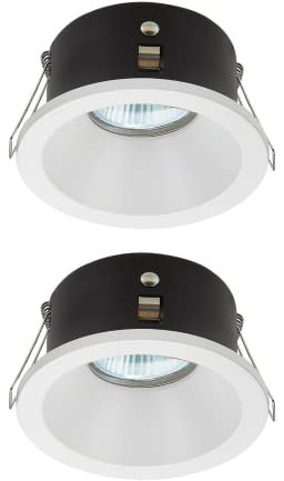 wonderlamp Pack 2 encastrable plafond pour salle de bains ou extérieur Lutar, rond, IP 65, blanc, pour intérieur/extérieur