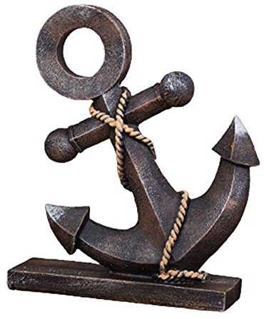 FIYSON Maritim-dekoration, vintagedekoration, ankare, ratt med ankare, trä, väggdekoration, maritim dekoration, medelhavsstil, dekorativt ankare, maritim symbol, gåva, huvuddekoration (ankare)