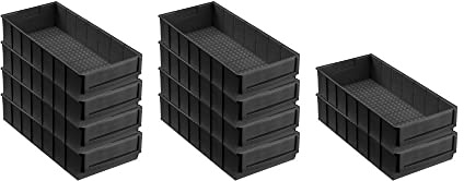 SparSet 10x Leitfähige Industriebox 400 B | HxBxT 8,1x18,3x40cm | 4,7 Liter | ESD, Sichtlagerkasten, Sortimentskasten, Sortimentsbox, Kleinteilebox