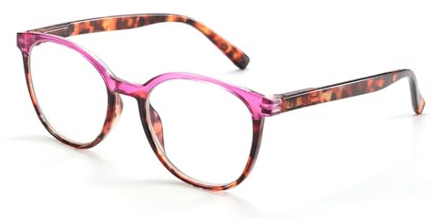 ZENOTTIC Lunettes de Vue Rondes avec Protection contre la Lumière Bleue Lunettes de Lecture Anti-Fatigue & Anti-Reflets avec Étui à Lunettes pour Femmes, Hommes 2,5