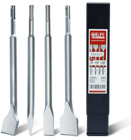 CCLIFE Cincel SDS Plus Cincel para azulejos Cincel de Azulejo Doblado para Cerámica y Piso Cincel Ancho para Concreto Mampostería Martillos de Impacto