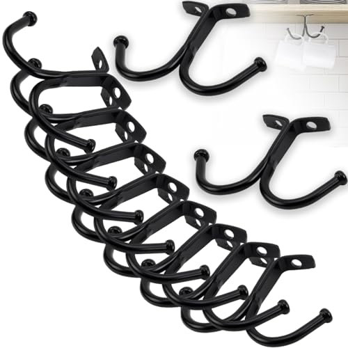 Suuwwn Porte Tasse Suspendue,10 Pcs Porte-tasses Porte Mug Rangement Tasse Support Tasse Support Tasse a Cafe Porte Tasse à Café Noir Rack Tasses à Vin Verres de Rangement Crochets Tasse (Noir)