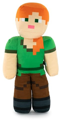 Personaggi di Peluche del Videogioco Minecraft - Enderman, Lama, Ocelot, Maiale, Steve, Alex, Creeper, Lupo - Taglie Diverse a Seconda del Modello -Qualità Super Soft (Alex)