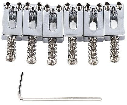 6 St Elgitarrsadel,gitarrbrosadel Med Skiftnyckel Standard Zinklegering Gitarr Tremolo Bridge Rullsadlar För Elgitarrbyte(silver)