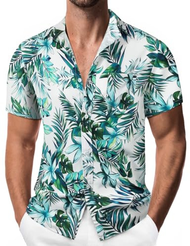 Suwangi Chemises Hawaïenne Homme Chemises A Manches Courtes Funky Hawaïenne Chemises avec Poche-Avant Casual Ete Plage