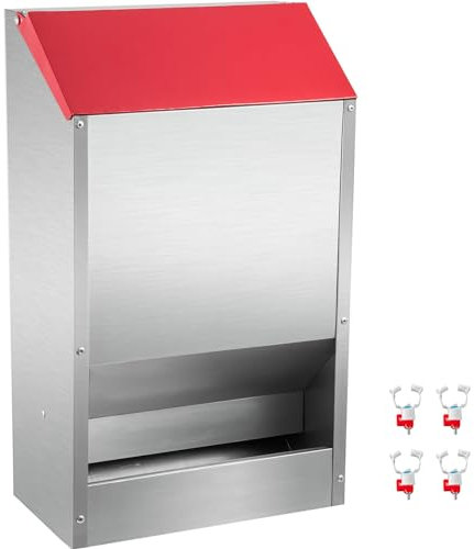 VEVOR Geflügel-Futterspender, fasst 13,6 kg Futter, Futterautomat, kein Abfall, 34,9 x 21,1 x 45 cm, hängender Hühnerfutterautomat mit Deckel, wetterfester Futterspender für Hühnerstall im Freien