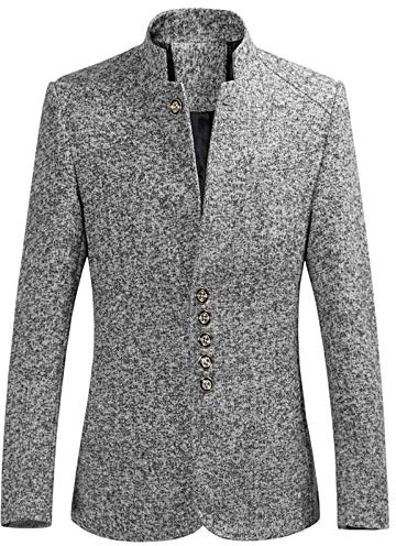 Chaqueta de traje de cuello chino para hombre, traje de túnica china con cuello mandarín, chaqueta formal ajustada con botones frontales, chaqueta tradicional, uniforme de novio, blazers para hombre,