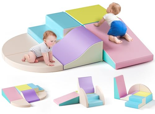Lischwert Set di 6 grandi blocchi di costruzione in schiuma per bambini, blocchi di costruzione giganti, kit castello, multicolore