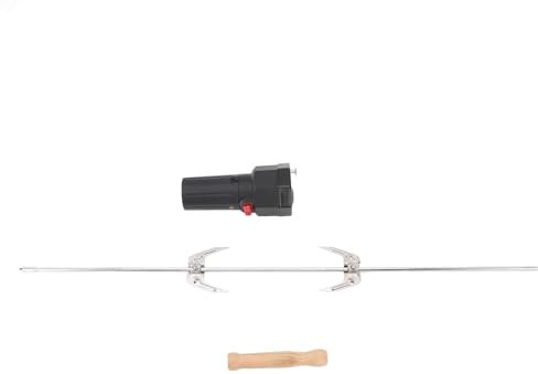 Ausla Kit de Asador de Motor Eléctrico, Capacidad de 16 Libras, Kit de Asador Portátil Giratorio Automático para Acampar, Barbacoa, Alimentado por Batería