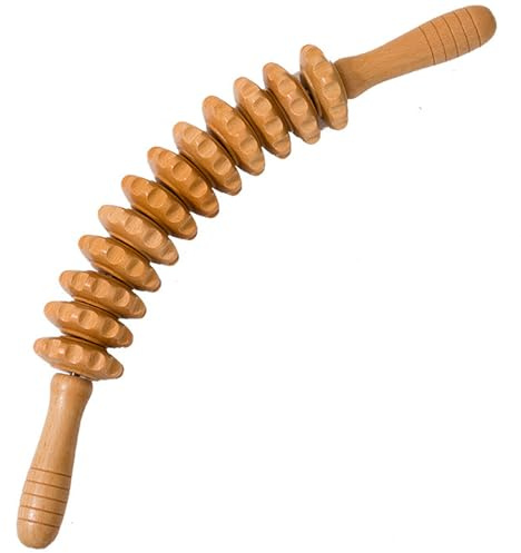 lurora2021 Massagerulle för trä Fascia Massageapparat Anticelluliter Roller med handtag Fascia Stick i Haag för kroppsmassage för att lindra muskelsmärta och avkoppling (12 rullar)