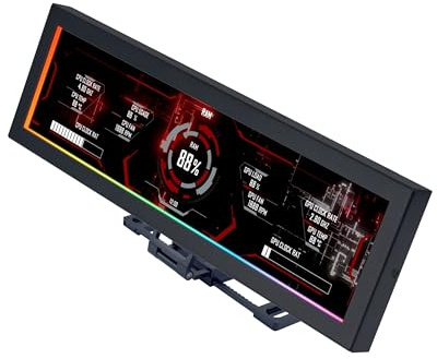 Lian Li 8.8 Universal Screen for PC - Adjustable Mounting for Any Computer Setup - Customizable ARGB Frame - PC Temperature Display Panel - LCD Screen Display - Mini Monitor - SM088X (US88 v1 Black)